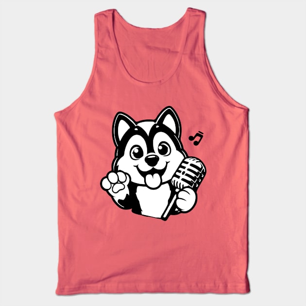 Husky Dog Singing Tank Top by Kelly Louise Art